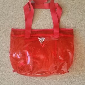 Guess Vibrant Red See-Through Tote